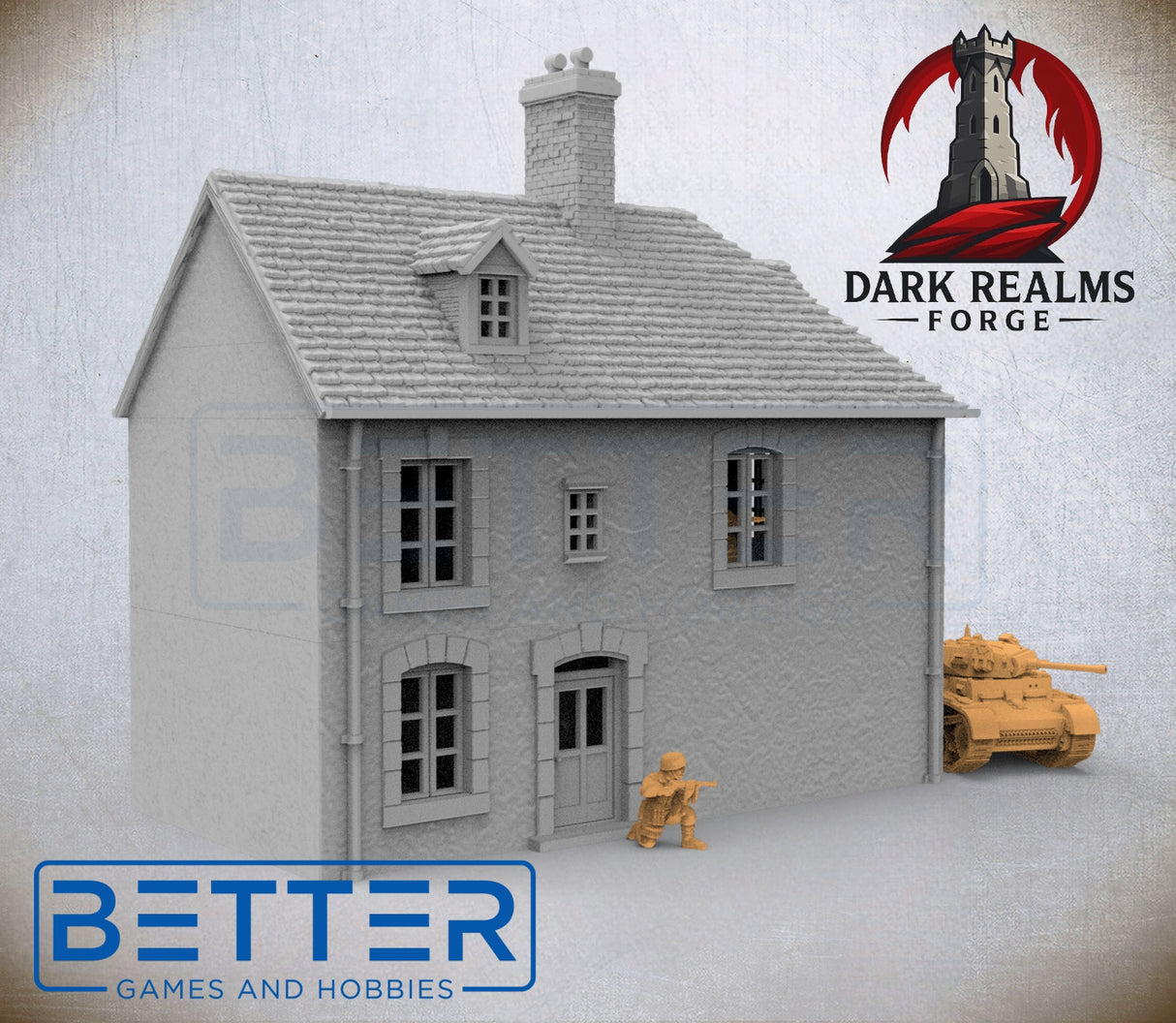 Overlord 1944, Building 3 - 32, 28, 20, 15 and 10mm Scale, for Fantasy, Historical terrain RPG