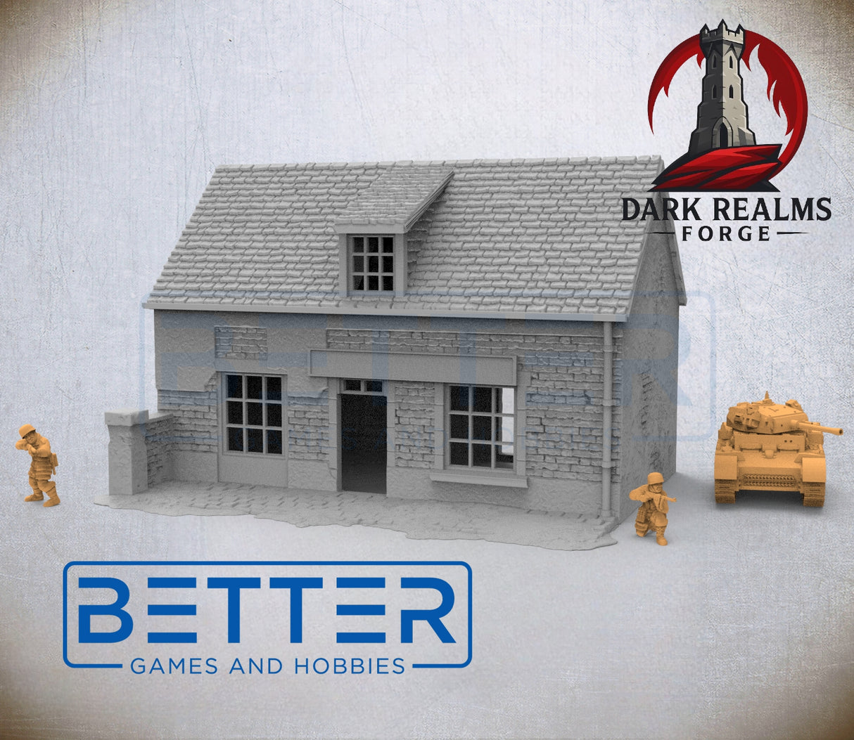 Overlord 1944, Cafe - 32, 28, 20, 15 and 10mm Scale, for Fantasy, Historical terrain RPG