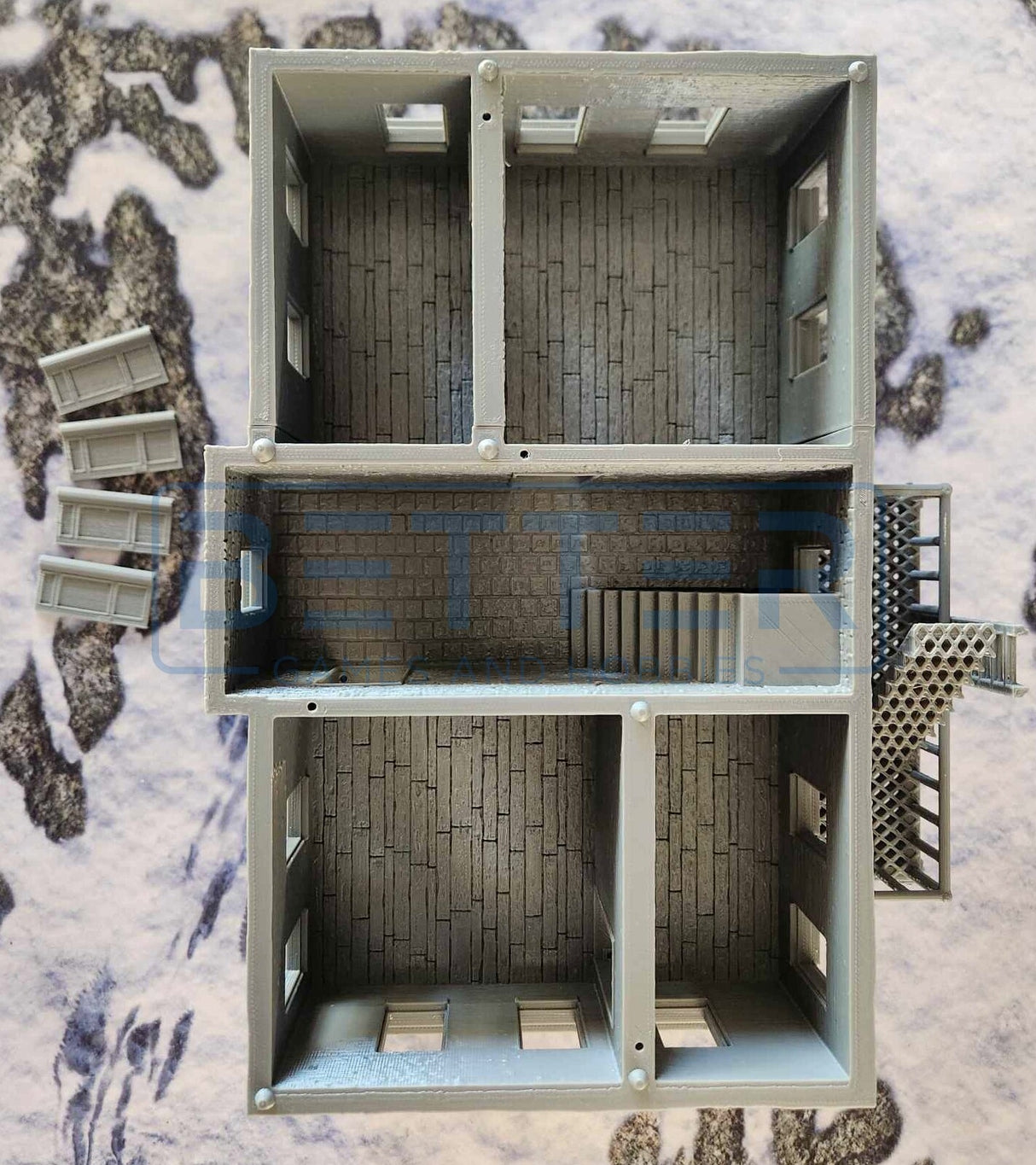 Ashfall City - Building 1. Terrain for sci-fi tabletop wargaming 28-32mm & 15mm scale
