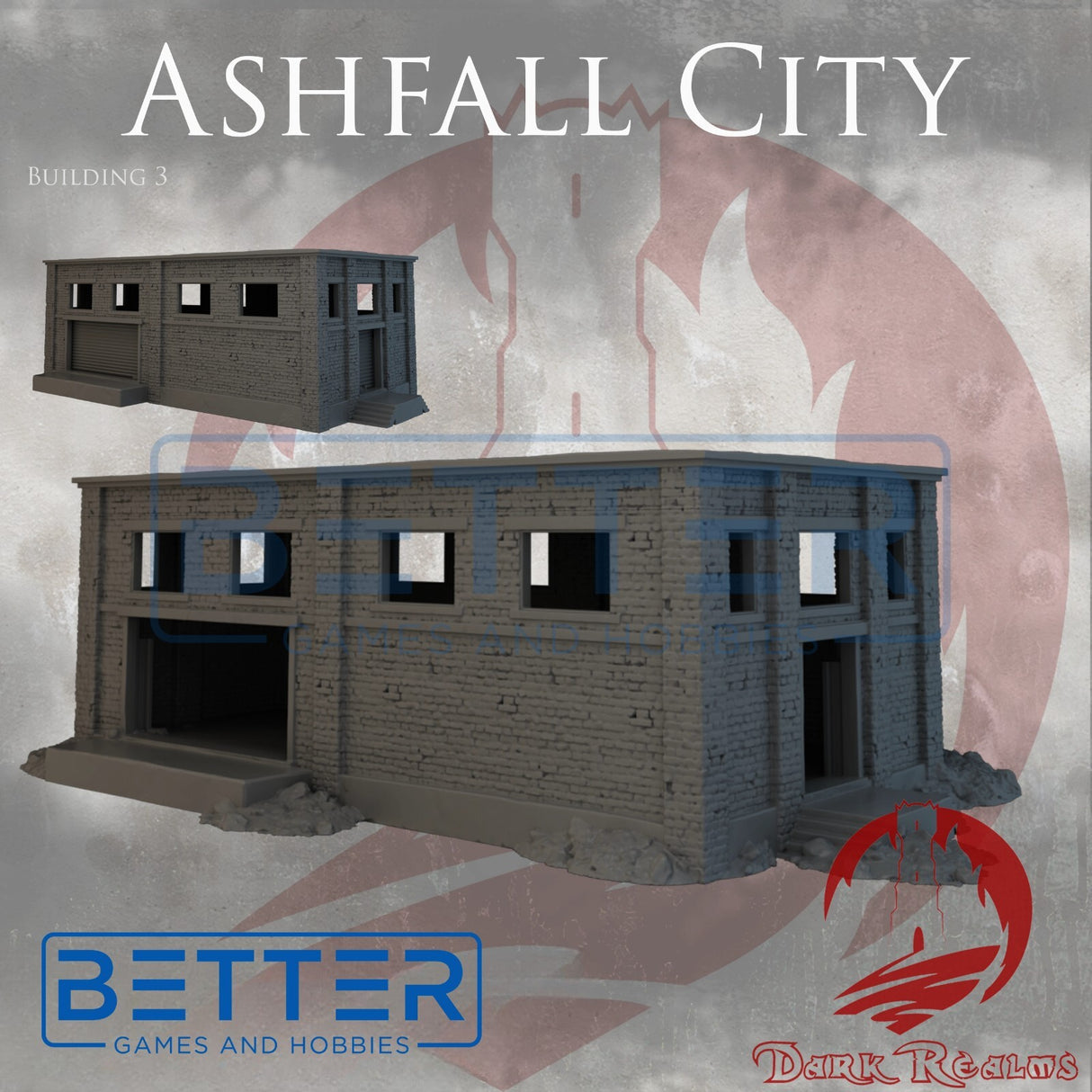 Ashfall City - Building 3. Terrain for sci-fi tabletop wargaming 28-32mm & 15mm scale