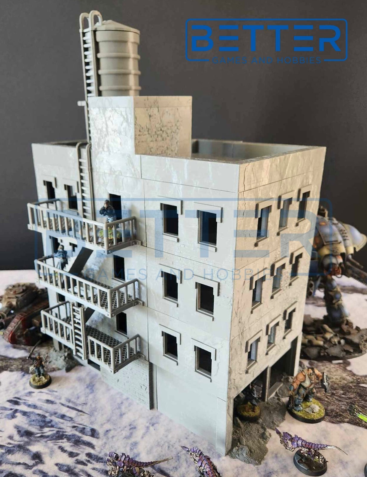 Ashfall City - Building 1. Terrain for sci-fi tabletop wargaming 28-32mm & 15mm scale