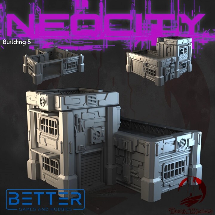 Neo City - Building 5. Terrain for sci-fi tabletop wargaming 28-32mm & 15mm scale