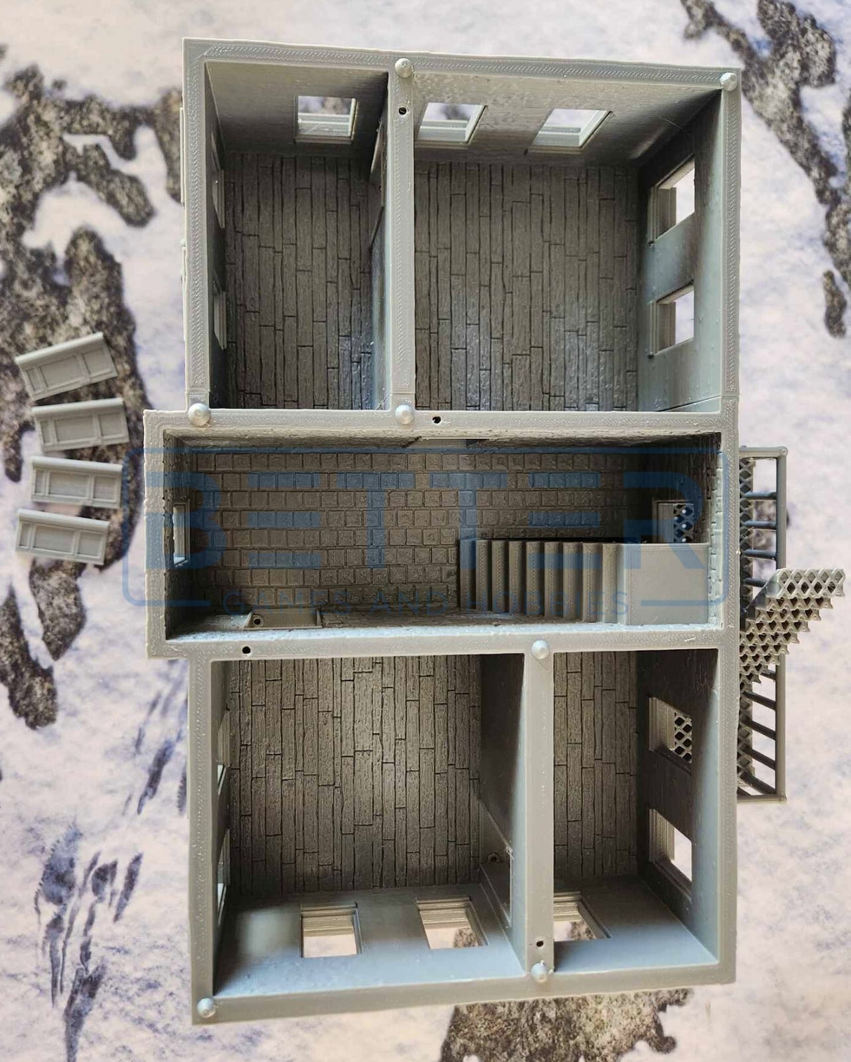 Ashfall City - Building 1. Terrain for sci-fi tabletop wargaming 28-32mm & 15mm scale