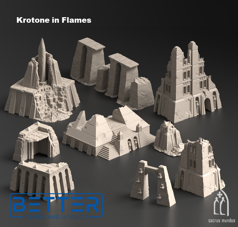 Krotone in flames - Tabletop terrain for Sci-Fi & Grimdark wargaming