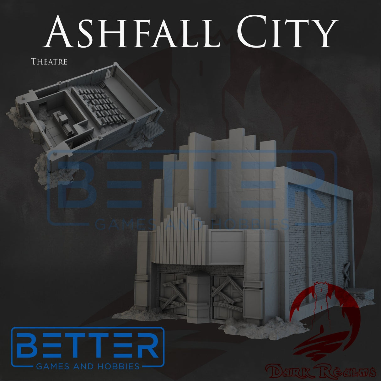Ashfall City - Theatre. Terrain for sci-fi tabletop wargaming 28-32mm & 15mm scale