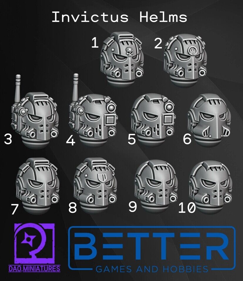 Heads - Invictus Helms, Conversion parts for sci-fi wargames