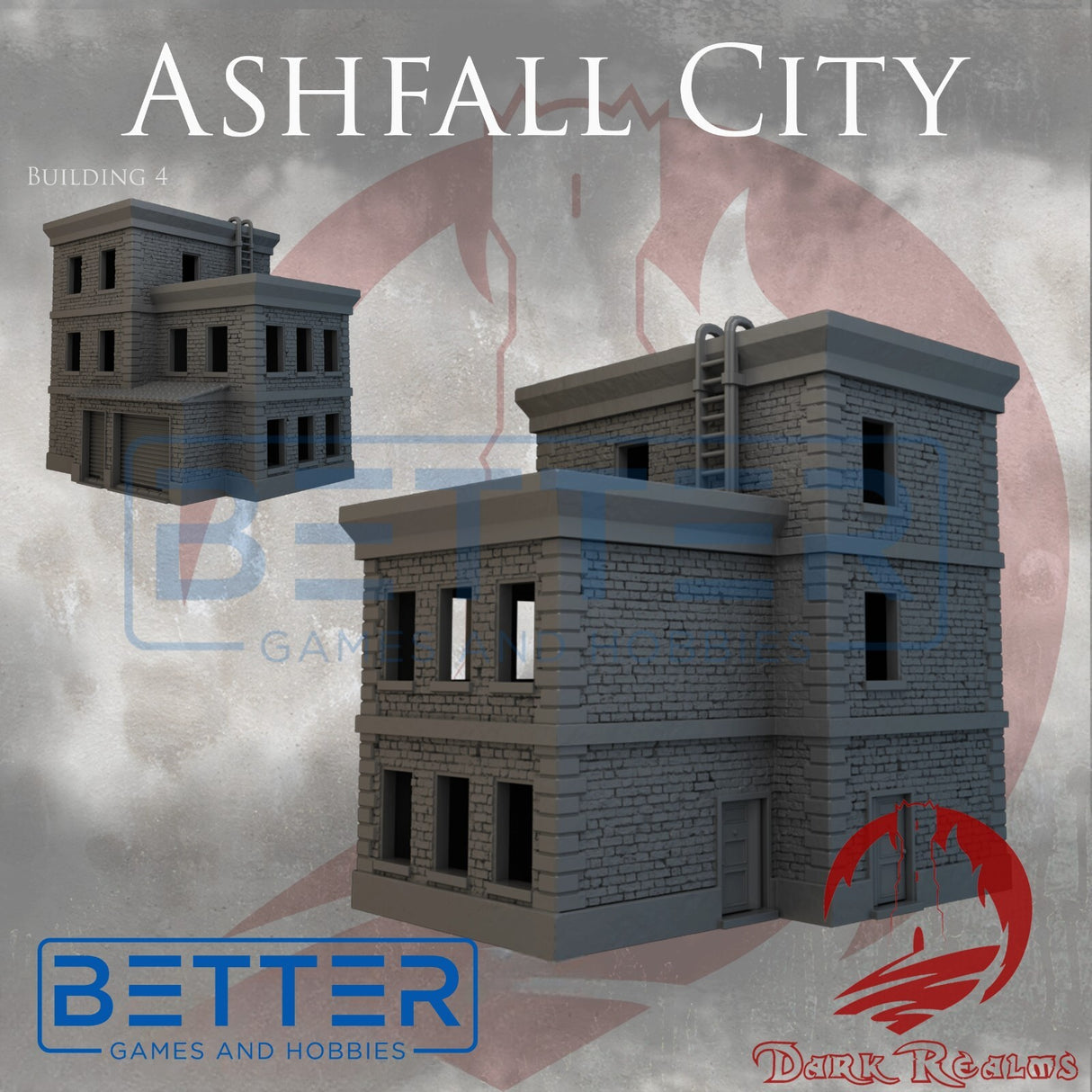 Ashfall City - Building 4. Terrain for sci-fi tabletop wargaming 28-32mm & 15mm scale