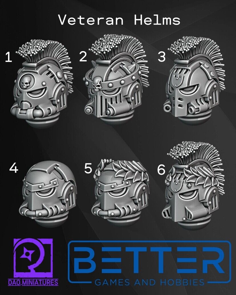 Heads - Veteran Helms - Conversion parts for sci-fi wargames