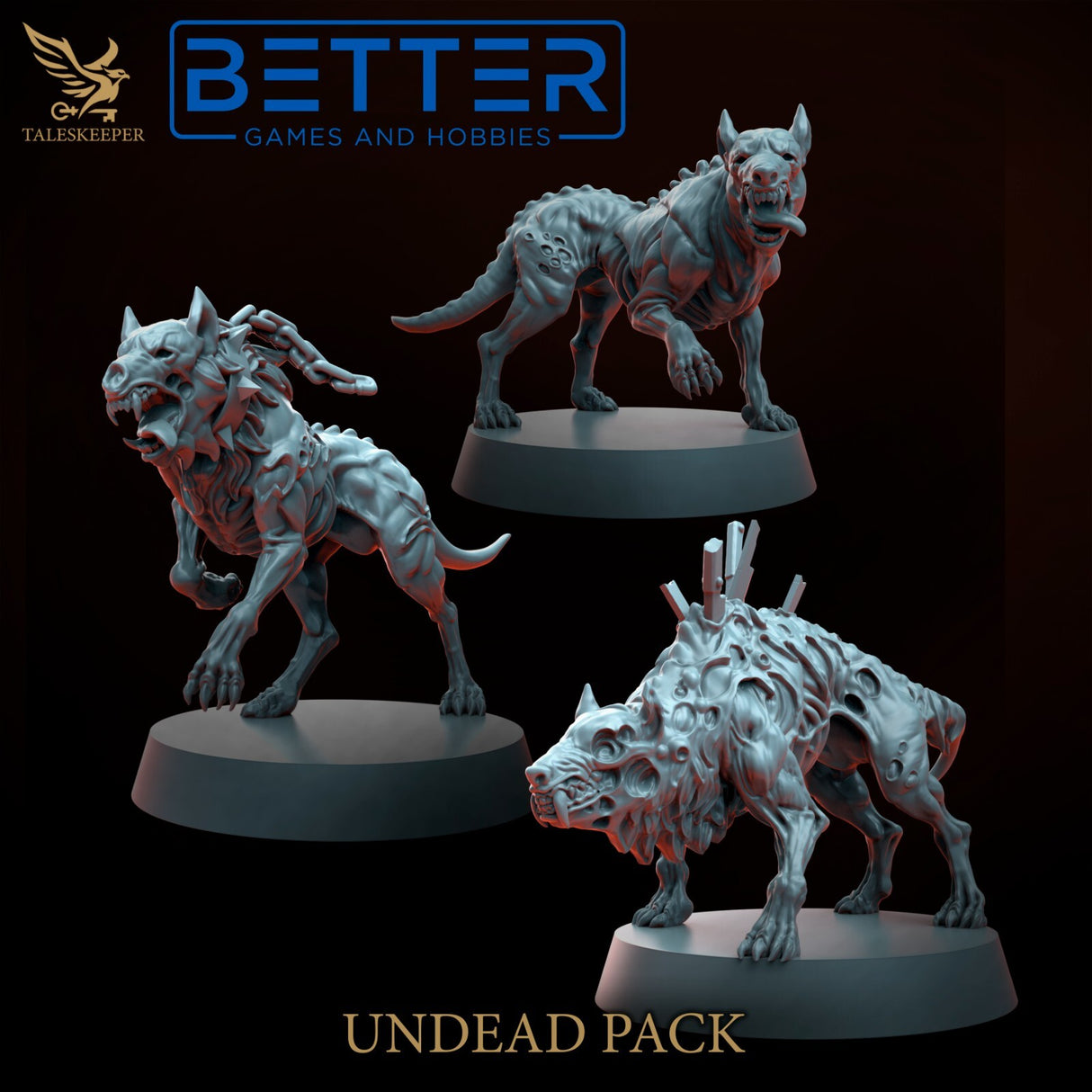 Undead Dog Pack - 28mm scale miniatures for Sci-Fi and Fantasy Wargaming