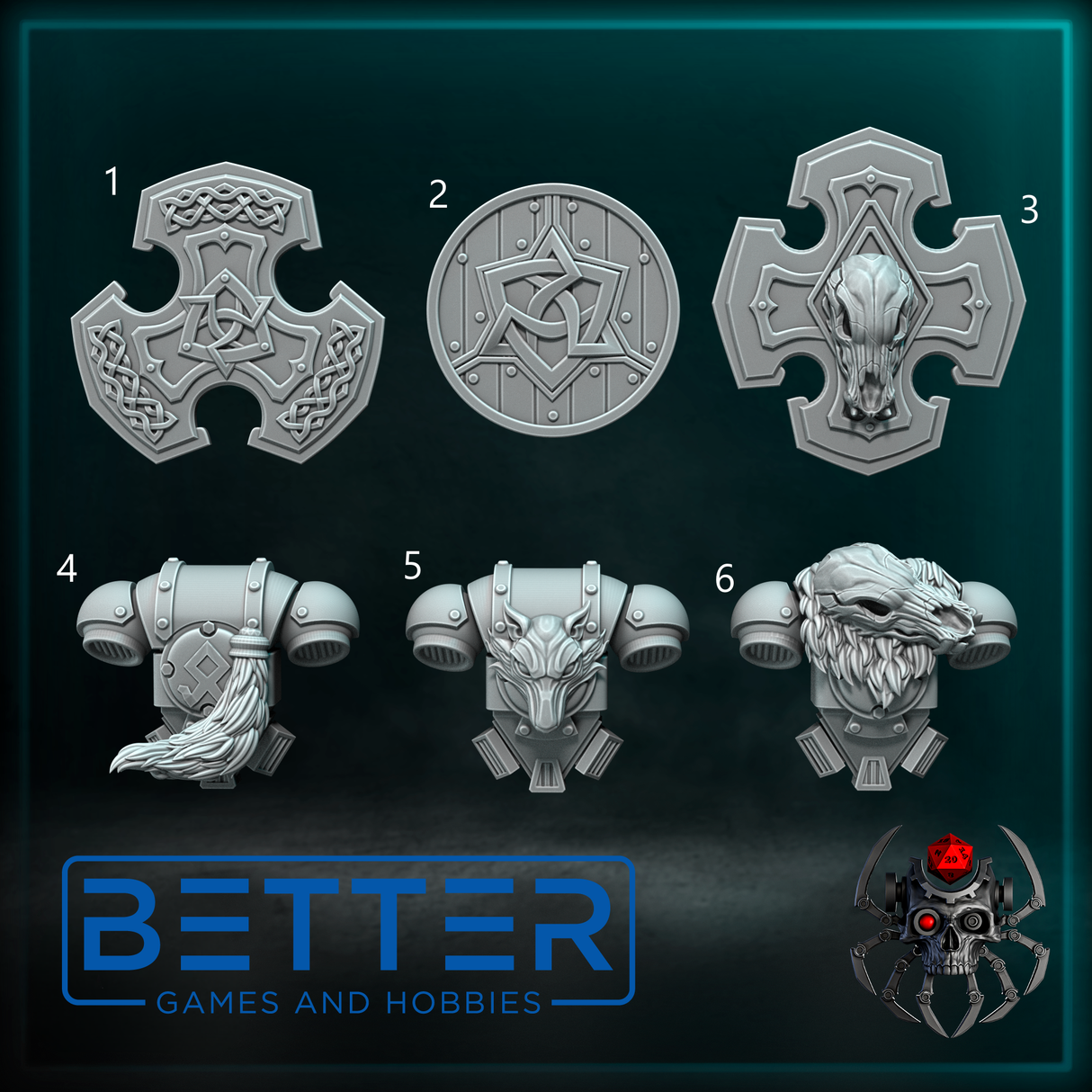 Shields & Backpacks, Sons of the Storm - Wolf Riders. Conversion parts for sci-fi wargaming miniatures