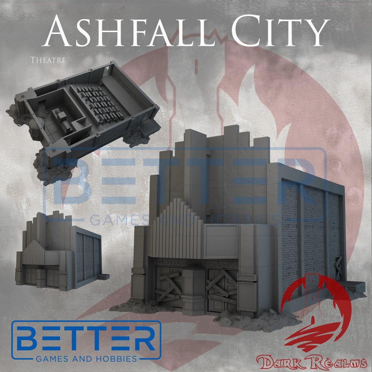 Ashfall City - Theatre. Terrain for sci-fi tabletop wargaming 28-32mm & 15mm scale
