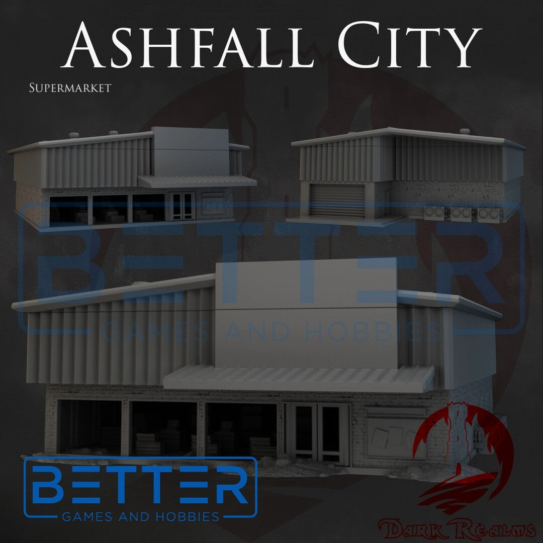 Ashfall City - Supermarket. Terrain for sci-fi tabletop wargaming 28-32mm & 15mm scale