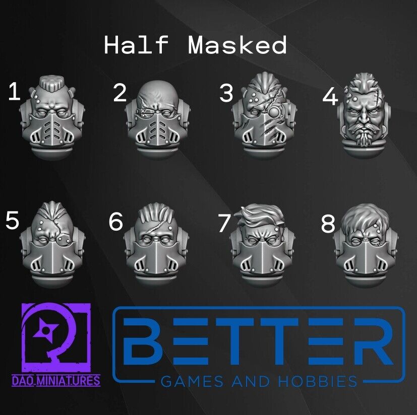 Heads - Half Masked, Conversion parts for sci-fi wargames