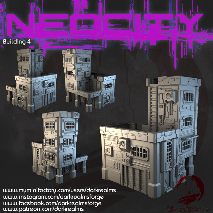 Neo City - Building 4. Terrain for sci-fi tabletop wargaming 28-32mm & 15mm scale