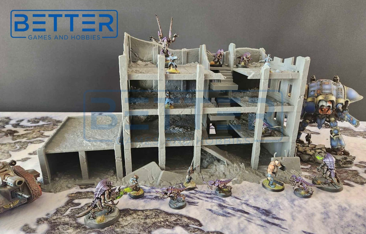 Ashfall City - Building 2. Terrain for sci-fi tabletop wargaming 28-32mm & 15mm scale