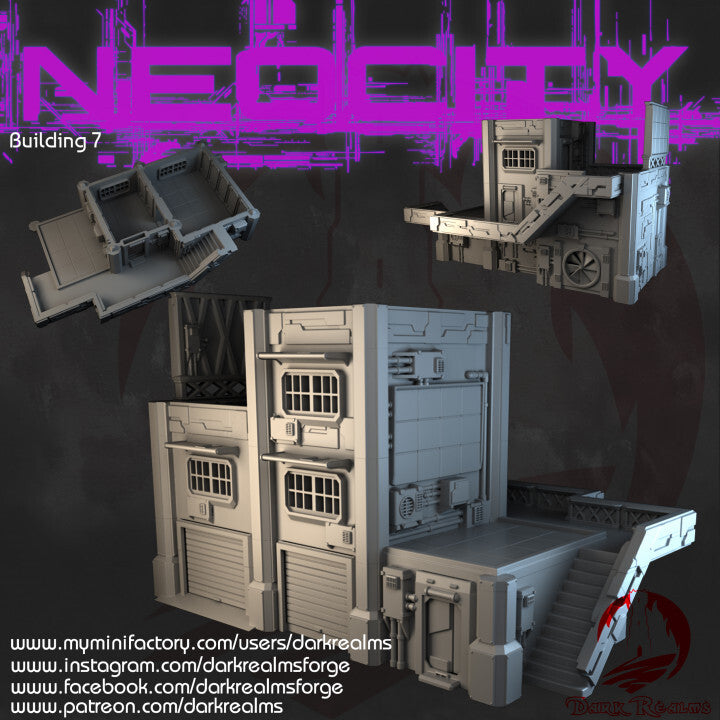 Neo City - Building 7. Terrain for sci-fi tabletop wargaming 28-32mm & 15mm scale