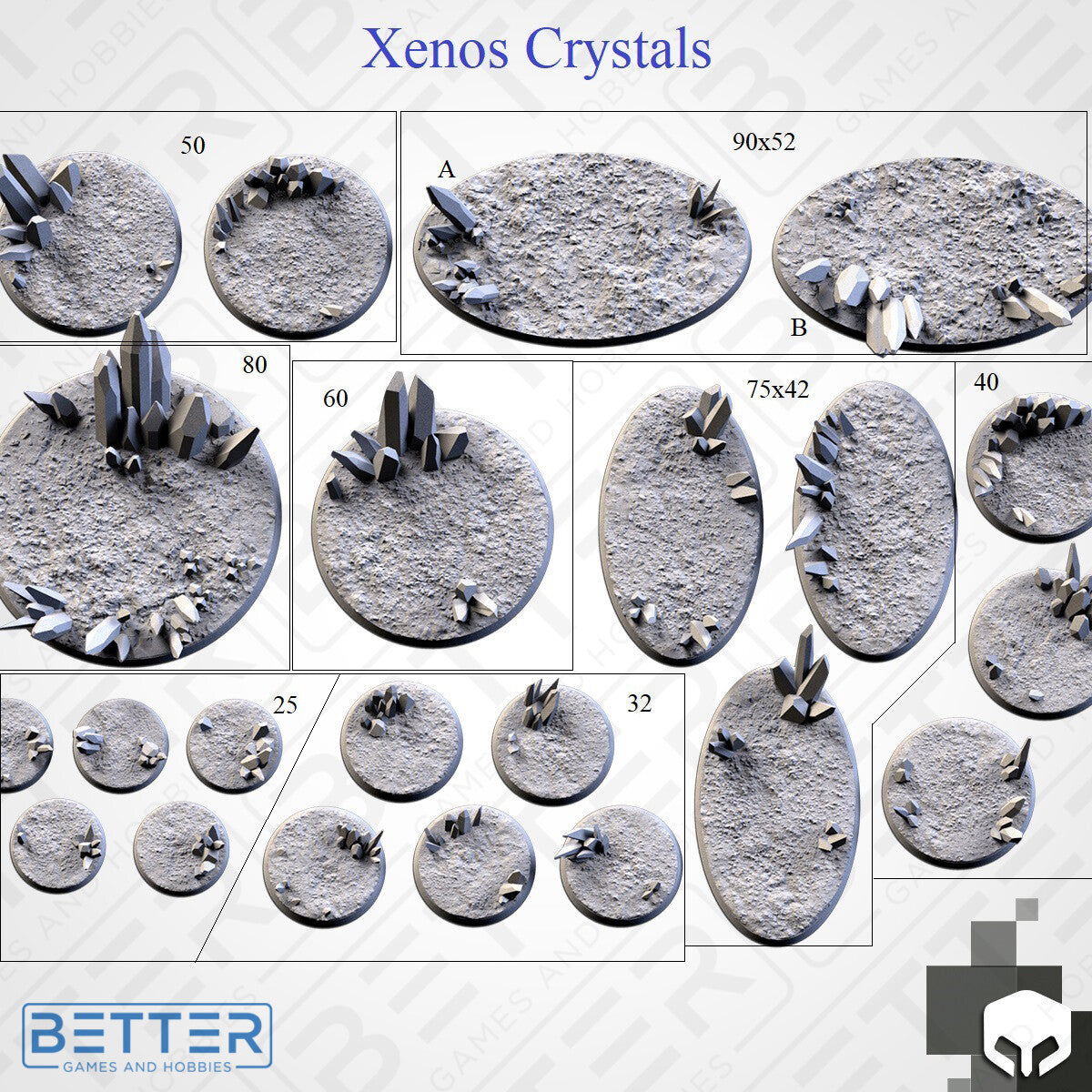 Xeno's Crystals - Themed Bases and Toppers for sci-fi & fantasy wargaming