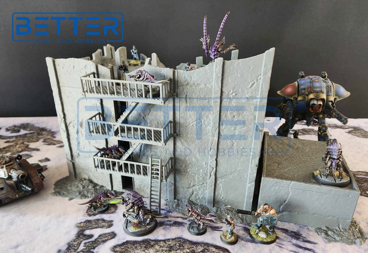 Ashfall City - Building 2. Terrain for sci-fi tabletop wargaming 28-32mm & 15mm scale