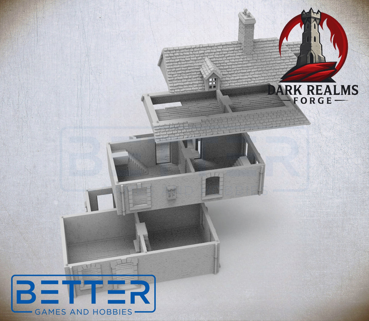 Overlord 1944, Building 3 - 32, 28, 20, 15 and 10mm Scale, for Fantasy, Historical terrain RPG