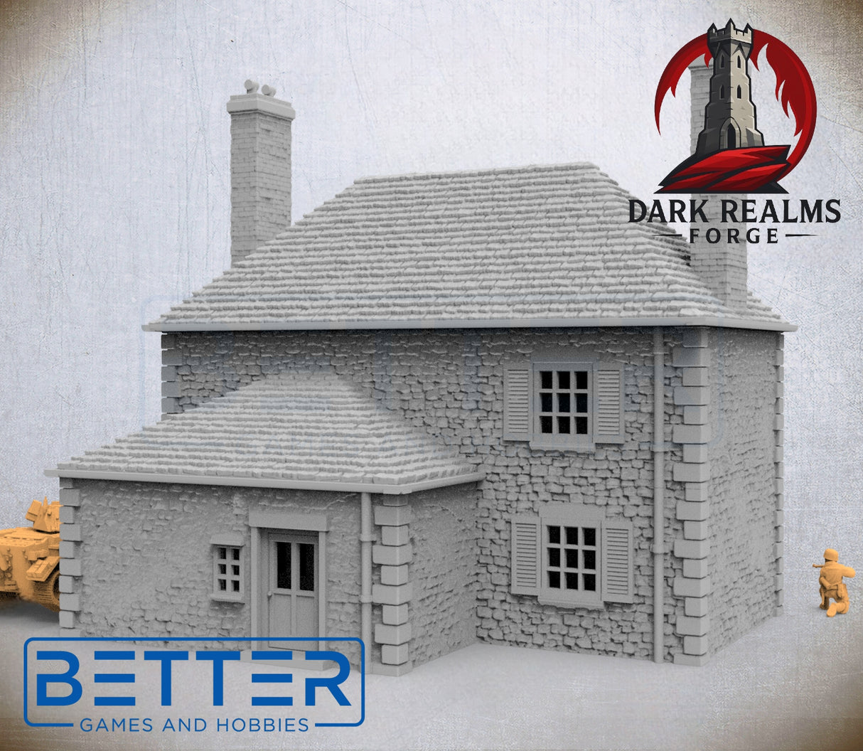 Overlord 1944, Farmhouse & Barn - 32, 28, 20, 15 and 10mm Scale, for Fantasy, Historical terrain RPG