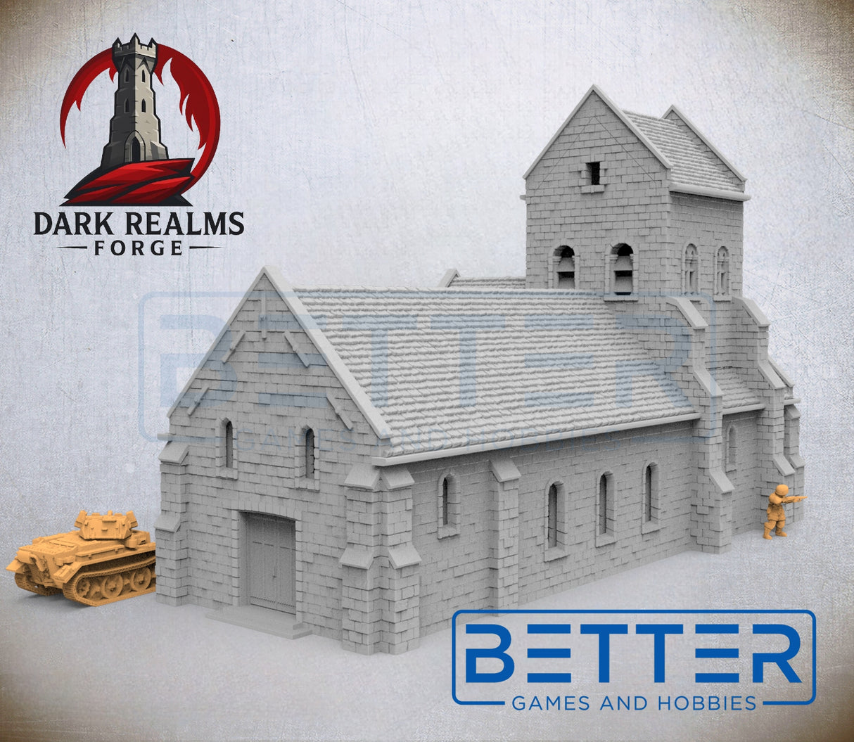 Overlord 1944, Church - 32, 28, 20, 15 and 10mm Scale, for Fantasy, Historical terrain RPG