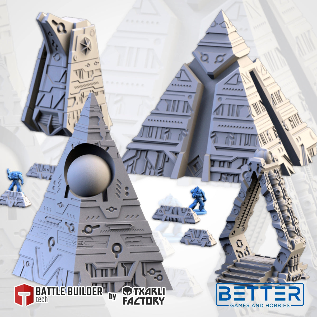 Xenos Pyramids (32, 28, 15 & 10mm Scale) tabletop wargaming terrain
