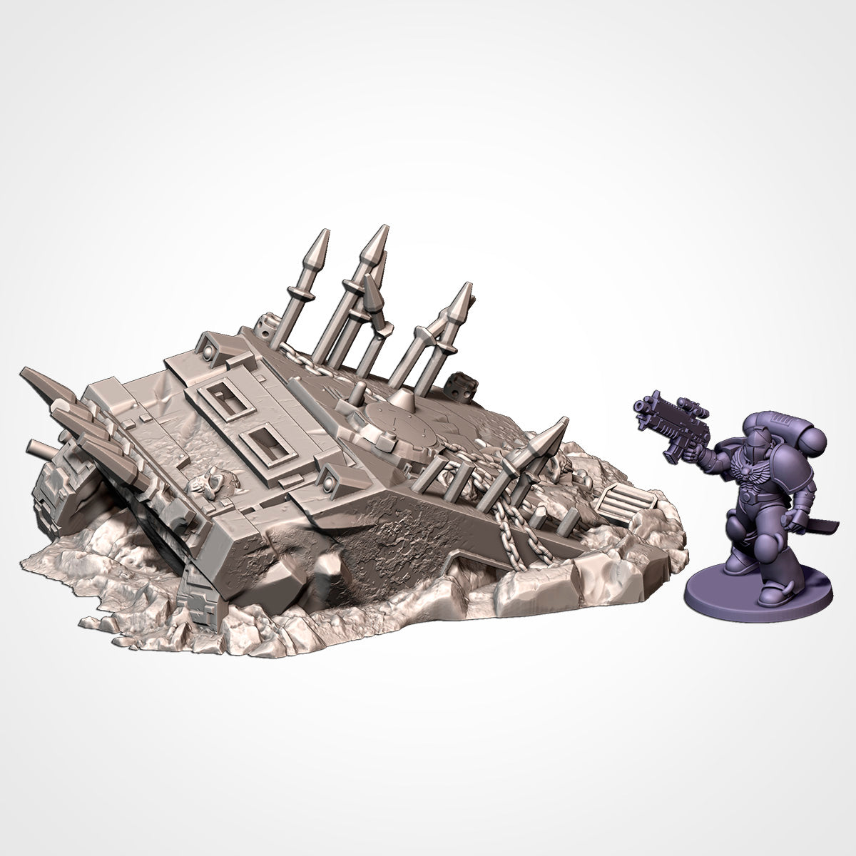 Crashed Infernal Tanks (32, 28 & 10mm Scale) tabletop wargaming terrain