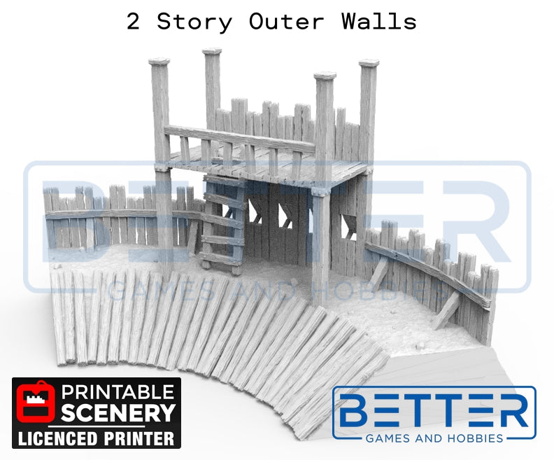 Norman Garrison 2 story Wall Sections - (28, 15 or 10mm scale) - King and Country