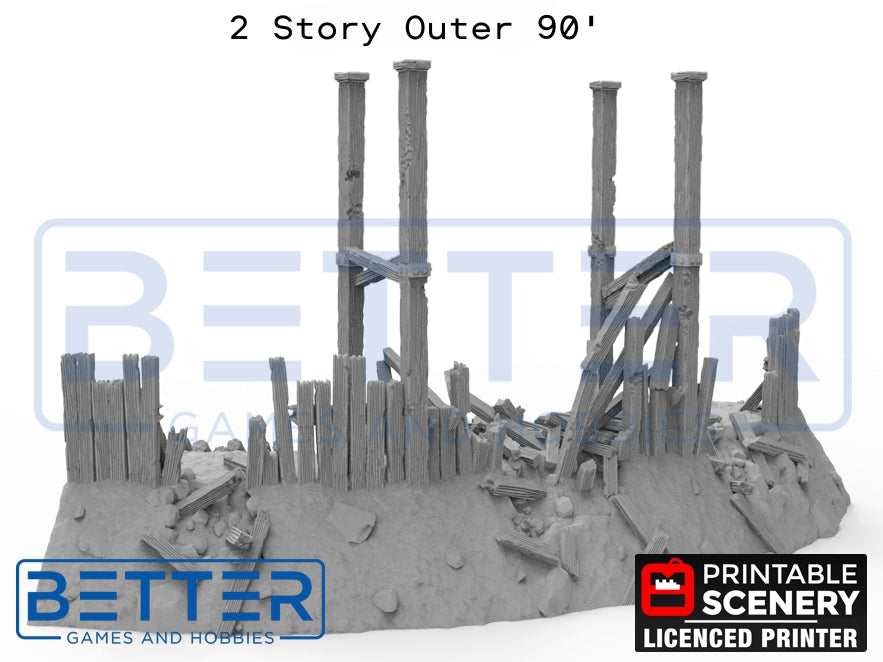 Ruined Norman Garrison Walls - (28, 15 or 10mm scale) - King and Country