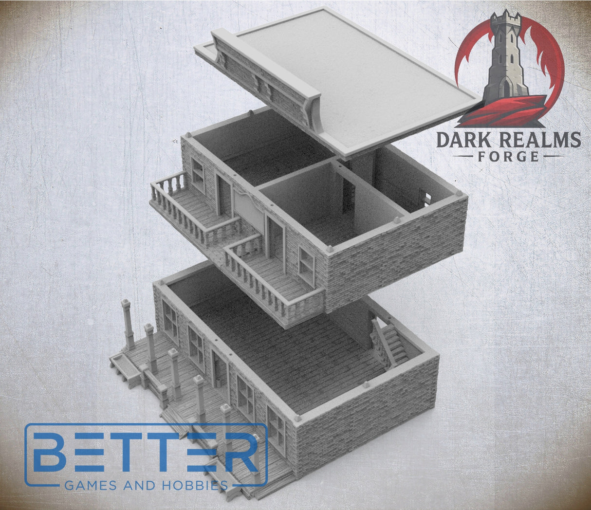 Frontier Town, Saloon - 28, 15 and 10mm Scale, for Fantasy, Historical terrain RPG