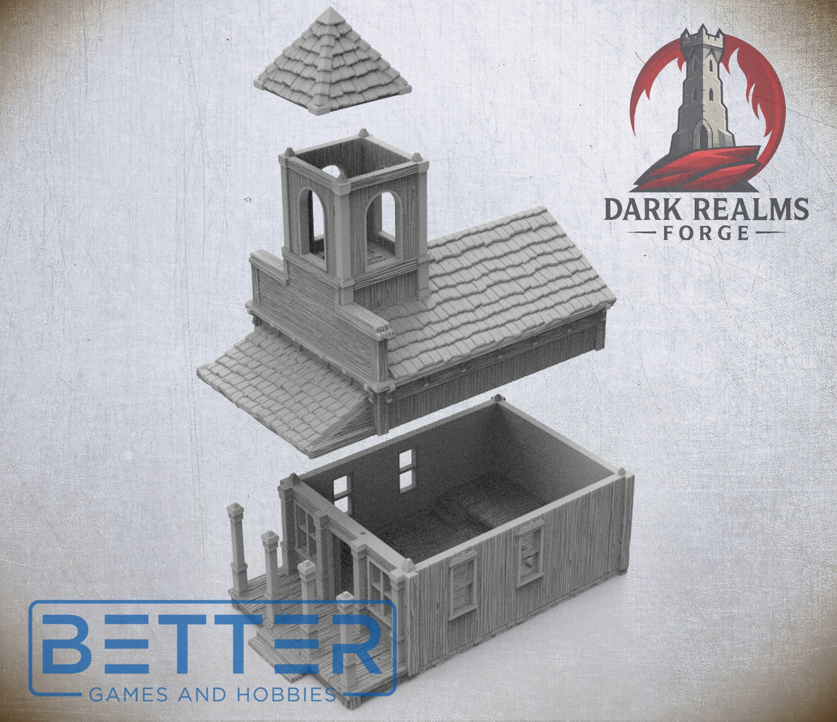 Frontier Town, Church - 28, 15 or 10mm Scale for Fantasy & Historical RPG