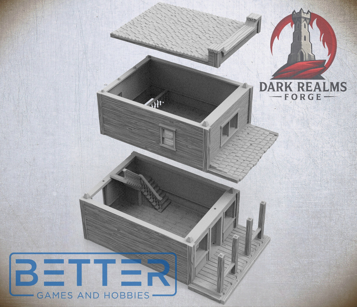 Frontier Town, Building 1 - 28, 15 and 10mm Scale, for Fantasy, Historical terrain RPG
