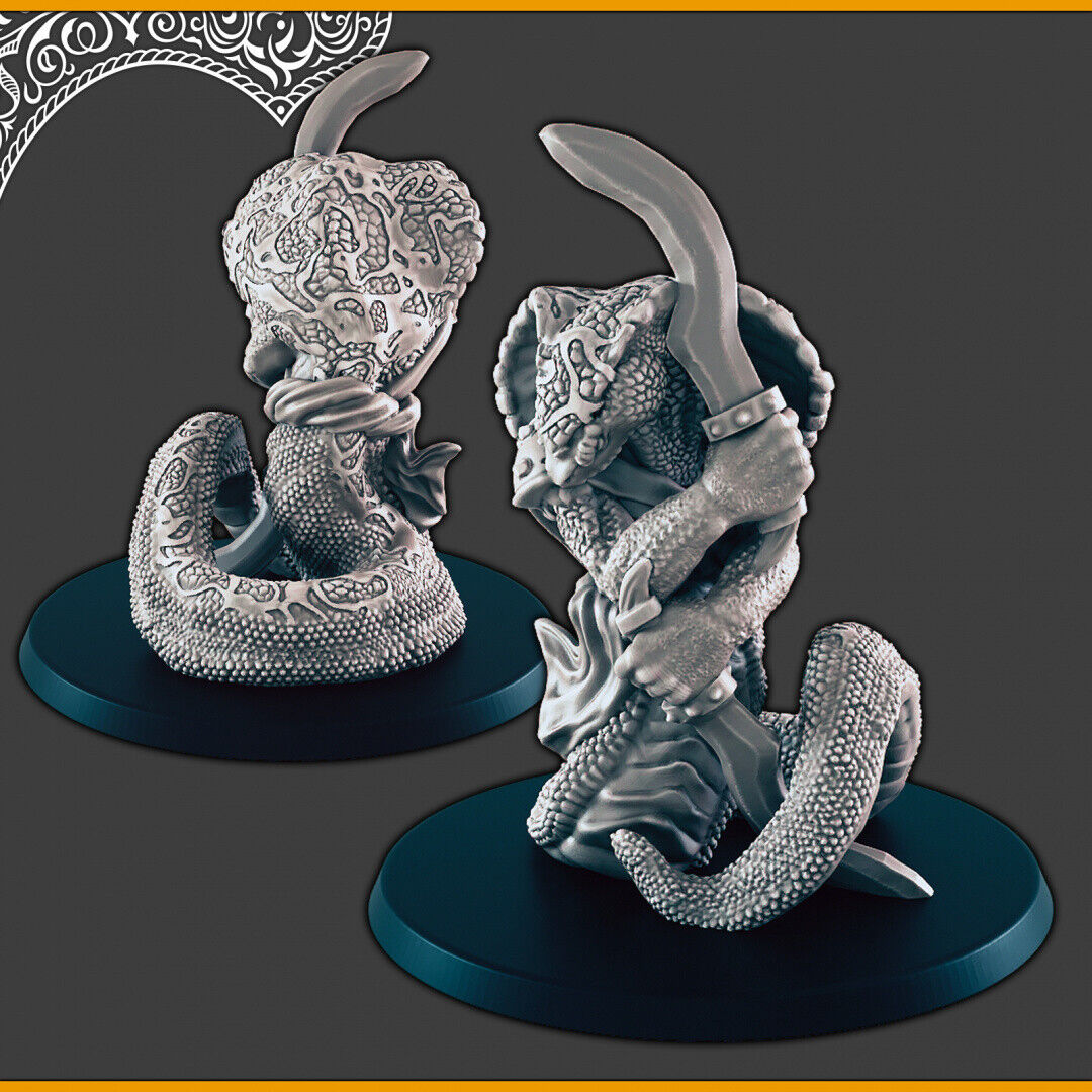 Snake Folk Yuan-ti - 28mm scale 3d printed miniatures for fantasy wargaming RPG