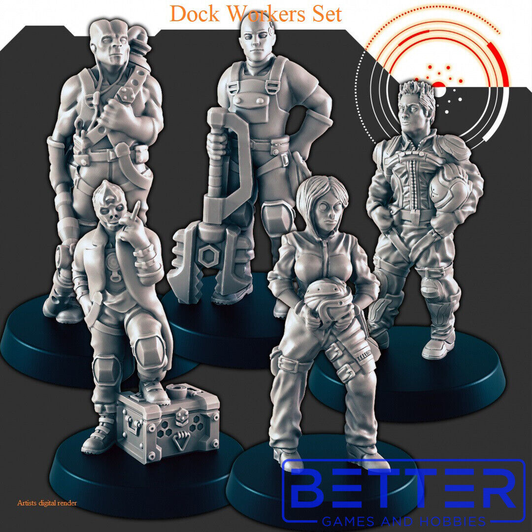 Space Dock Workers- 28mm Scale Miniatures for Sci-Fi Wargaming
