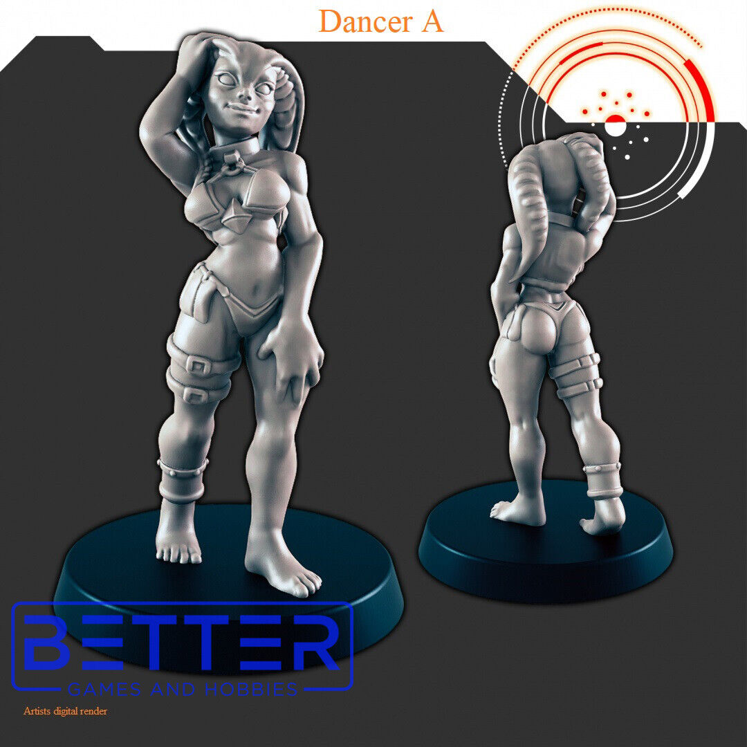 Crime Boss & Dancers - 28mm Scale Miniatures for Sci-Fi Wargaming