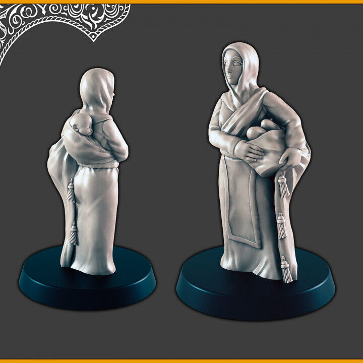 Desert Civilians - 28mm scale 3d printed miniatures for fantasy wargaming RPG