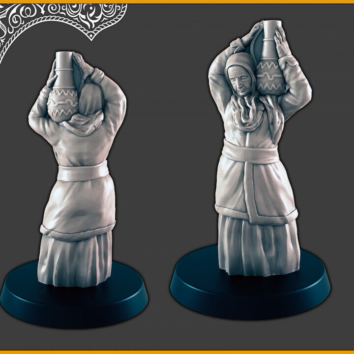 Desert Civilians - 28mm scale 3d printed miniatures for fantasy wargaming RPG