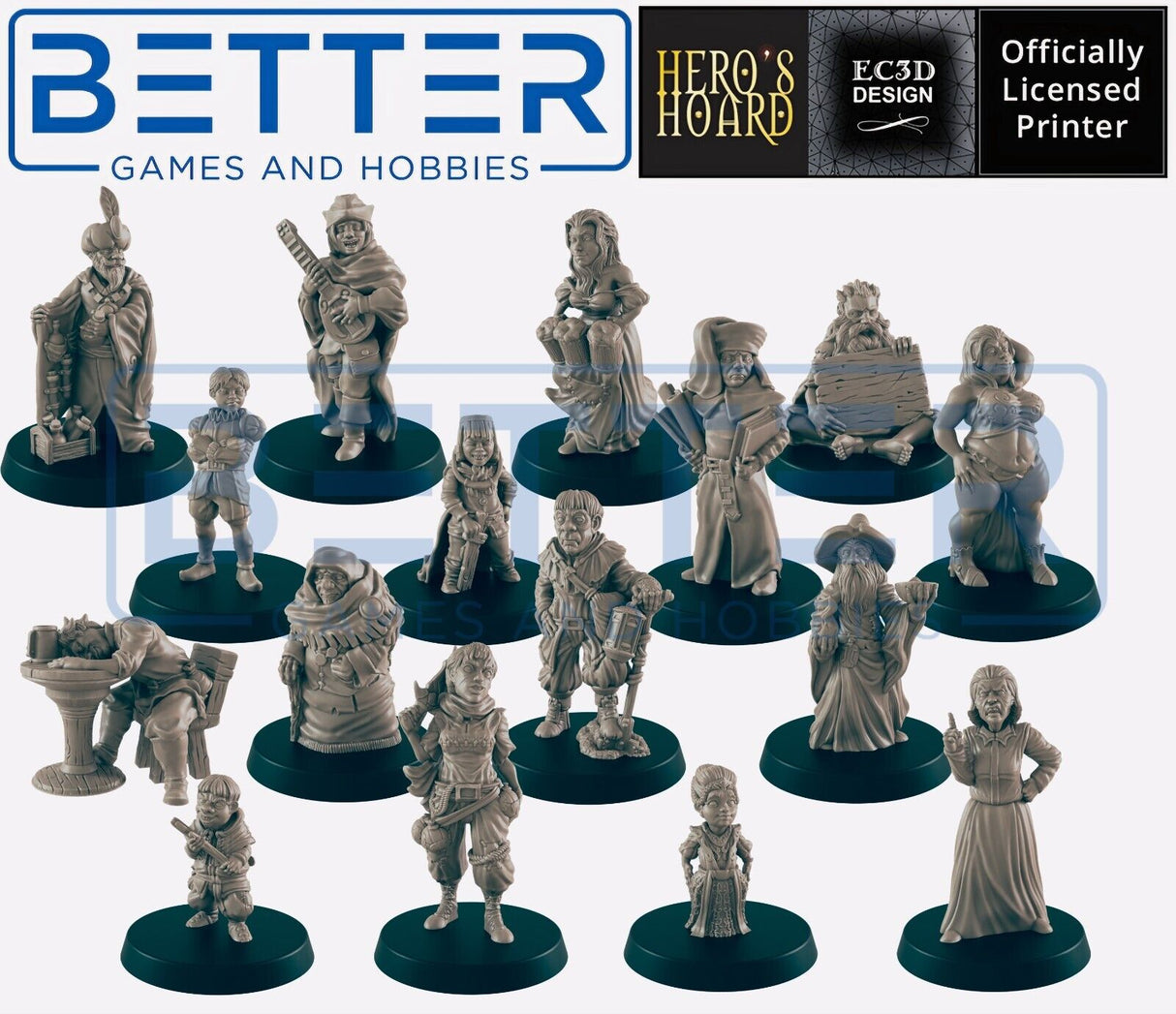 Humans - Everyday Folk. Fantasy miniatures for tabletop RPG