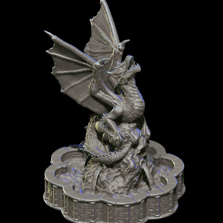 City of Tarok 2, Dragon Fountain - 32, 28, & 15mm scale for Fantasy terrain, RPG