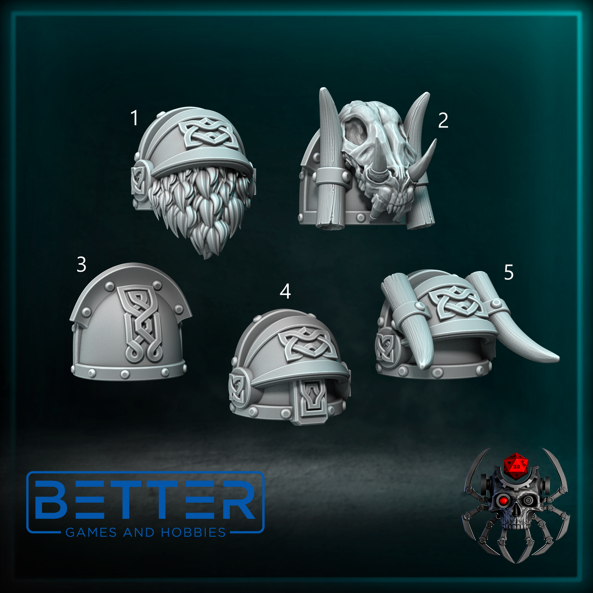 Shoulder Pads, Sons of the Storm - Wolf Riders. Conversion parts for sci-fi wargaming, 2nd born marine