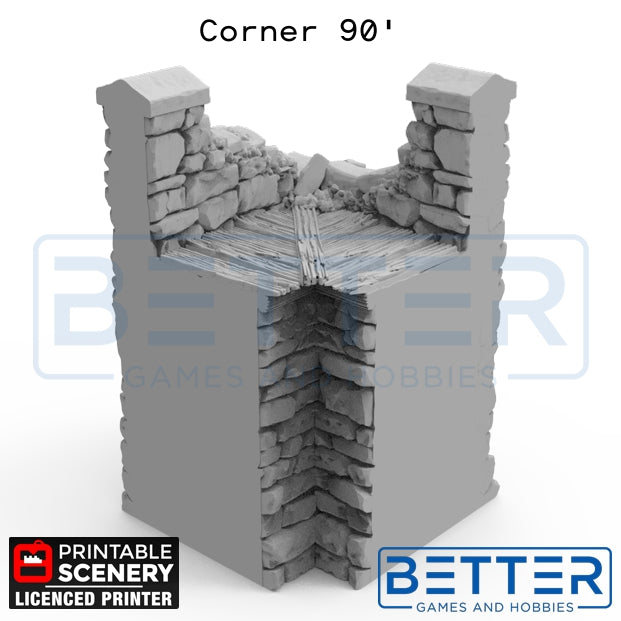 Ruined Norman Fort Wall Sections - (28, 15 or 10mm scale) - King and Country