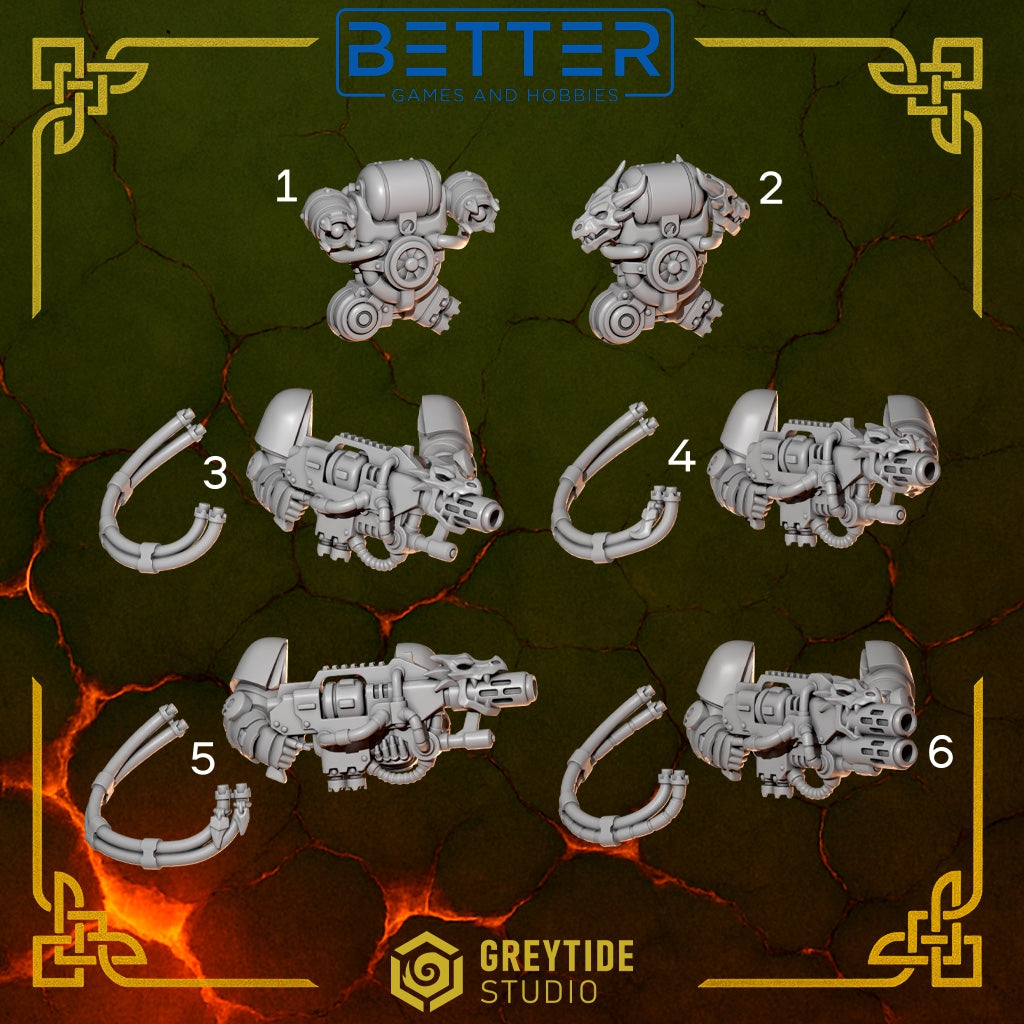 Large Hellfire Guns - Anvil Wardens Conversion parts for sci-fi wargaming miniatures