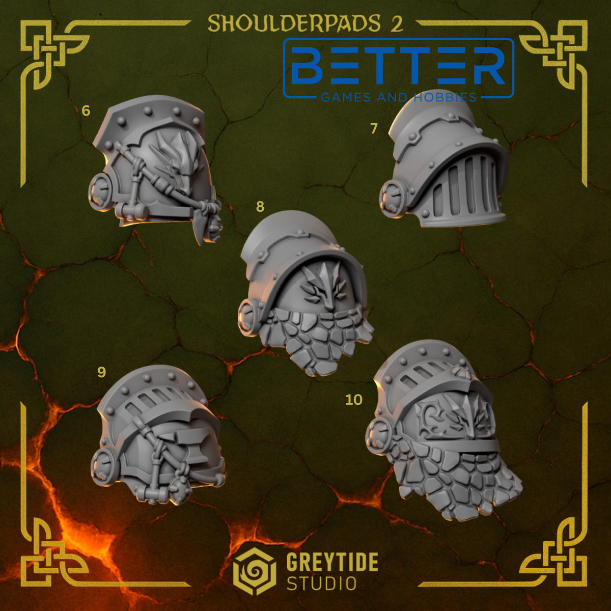 Shoulder pads - Anvil Wardens Conversion parts for sci-fi wargaming miniatures