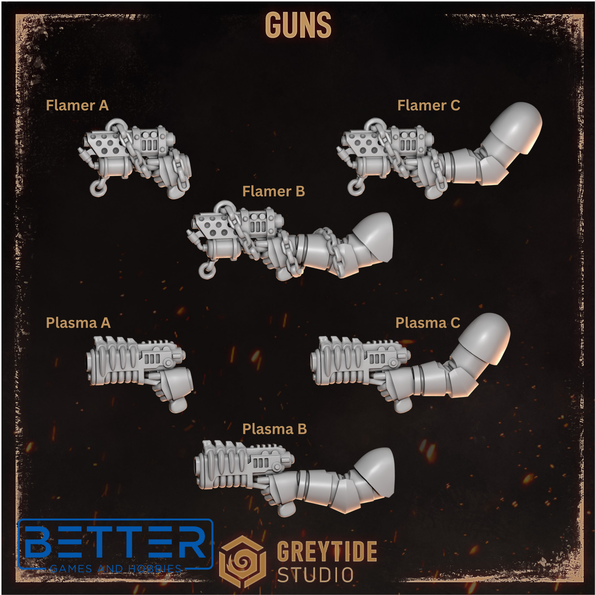 Pistols - Cursed Company Conversion parts for Sci-Fi wargaming miniatures