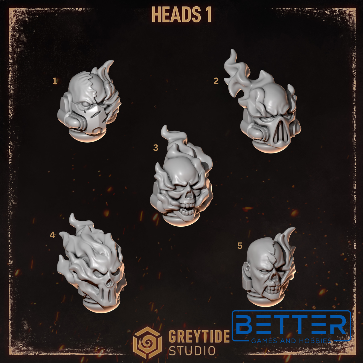 Heads - Cursed Company Conversion parts for sci-fi wargaming miniatures