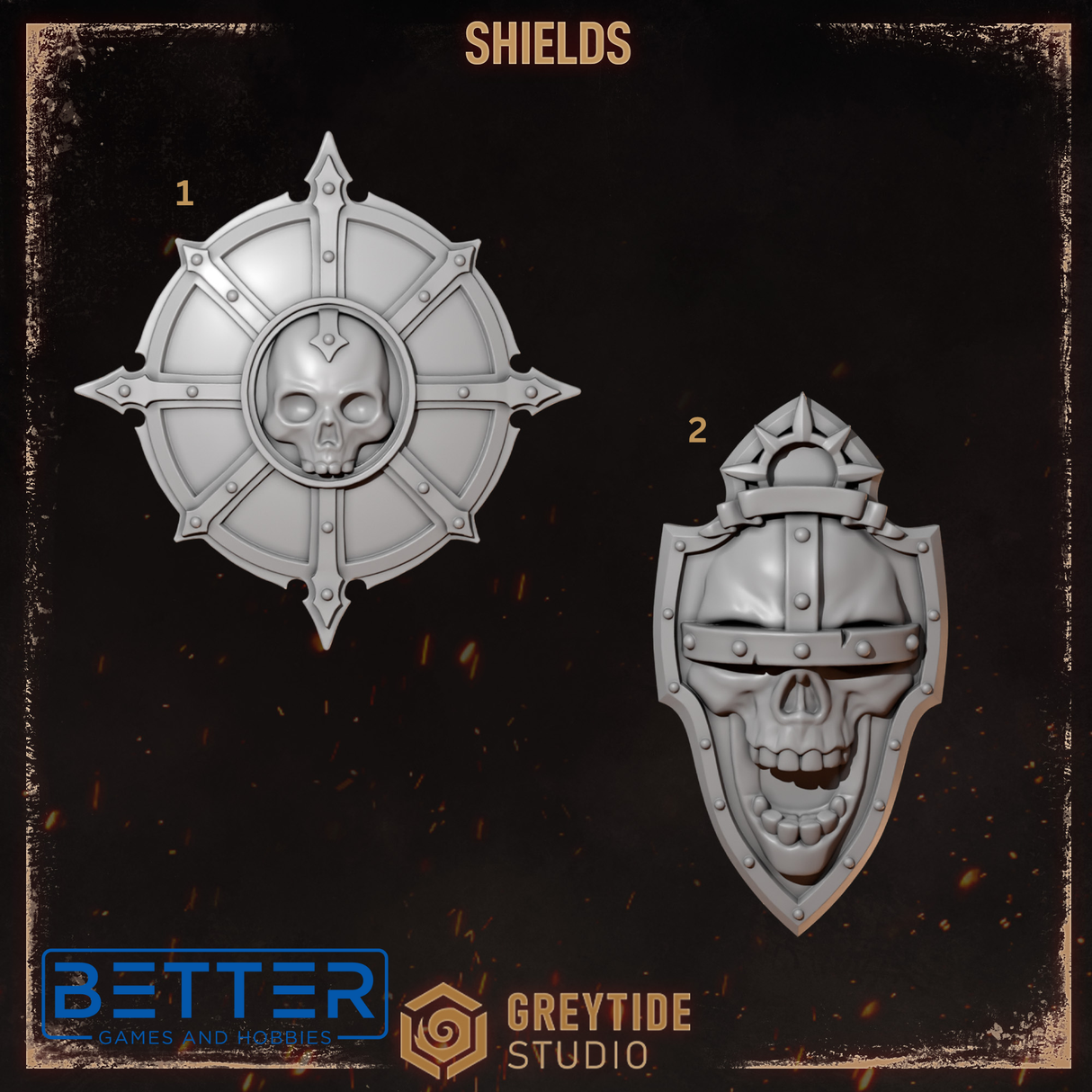 Shields - Cursed Company Conversion parts for sci-fi wargaming miniatures