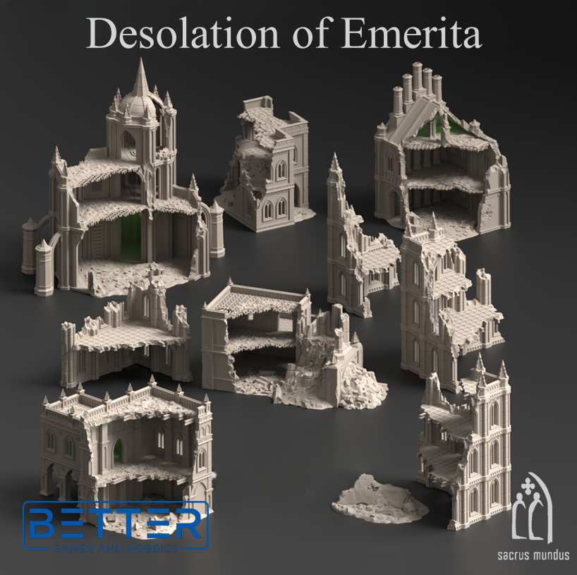 Desolation of Emerita - Imperial Suburb in Ruins. Tabletop terrain for Sci-Fi & Grimdark wargaming