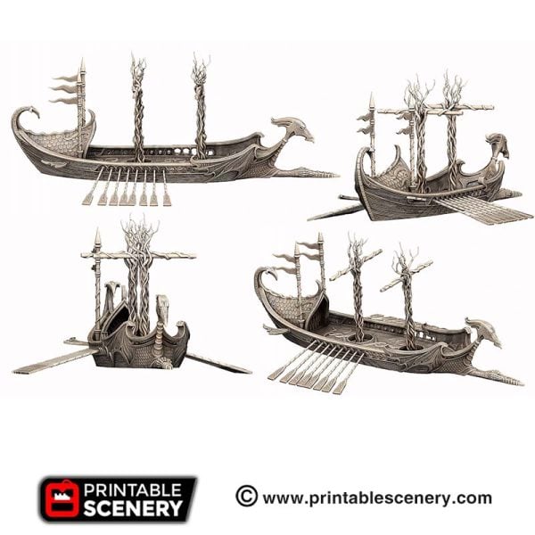Elven Dragon Galley - (28mm scale) - Wood Elven