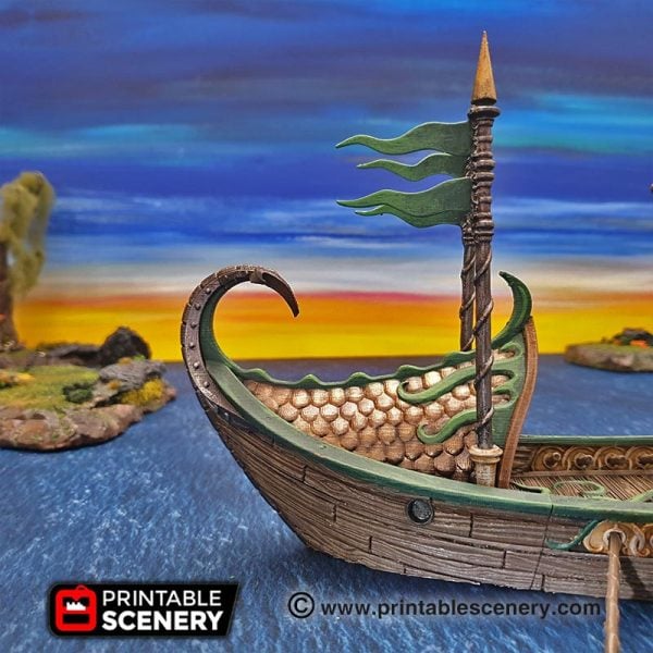 Elven Dragon Galley - (28mm scale) - Wood Elven