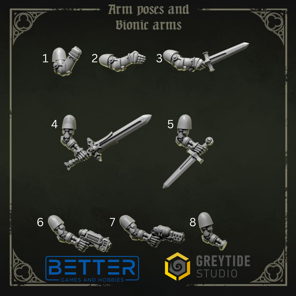 Arm Poses & Bionic Arms - Eternal Pilgrims. Conversion parts for 2nd Born Marines. Sci-fi Wargaming, Grimdark, RPG